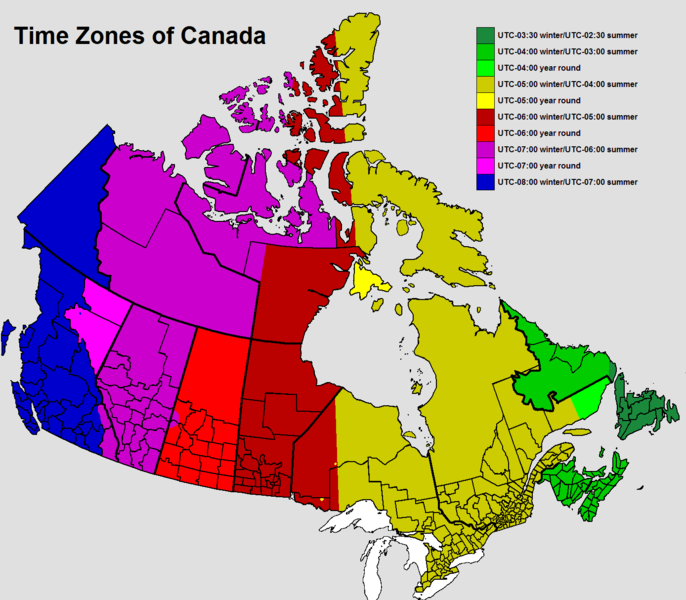 加拿大时区，取自 wikipedia